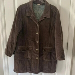 J Jill Vintage Corduroy Barn Jacket/ Chore Coat Chocolate Brown Size Medium
